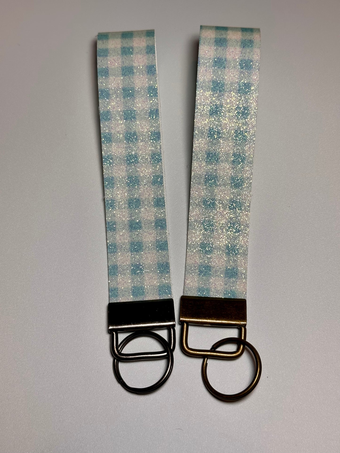 Blue Checkered Wristlet