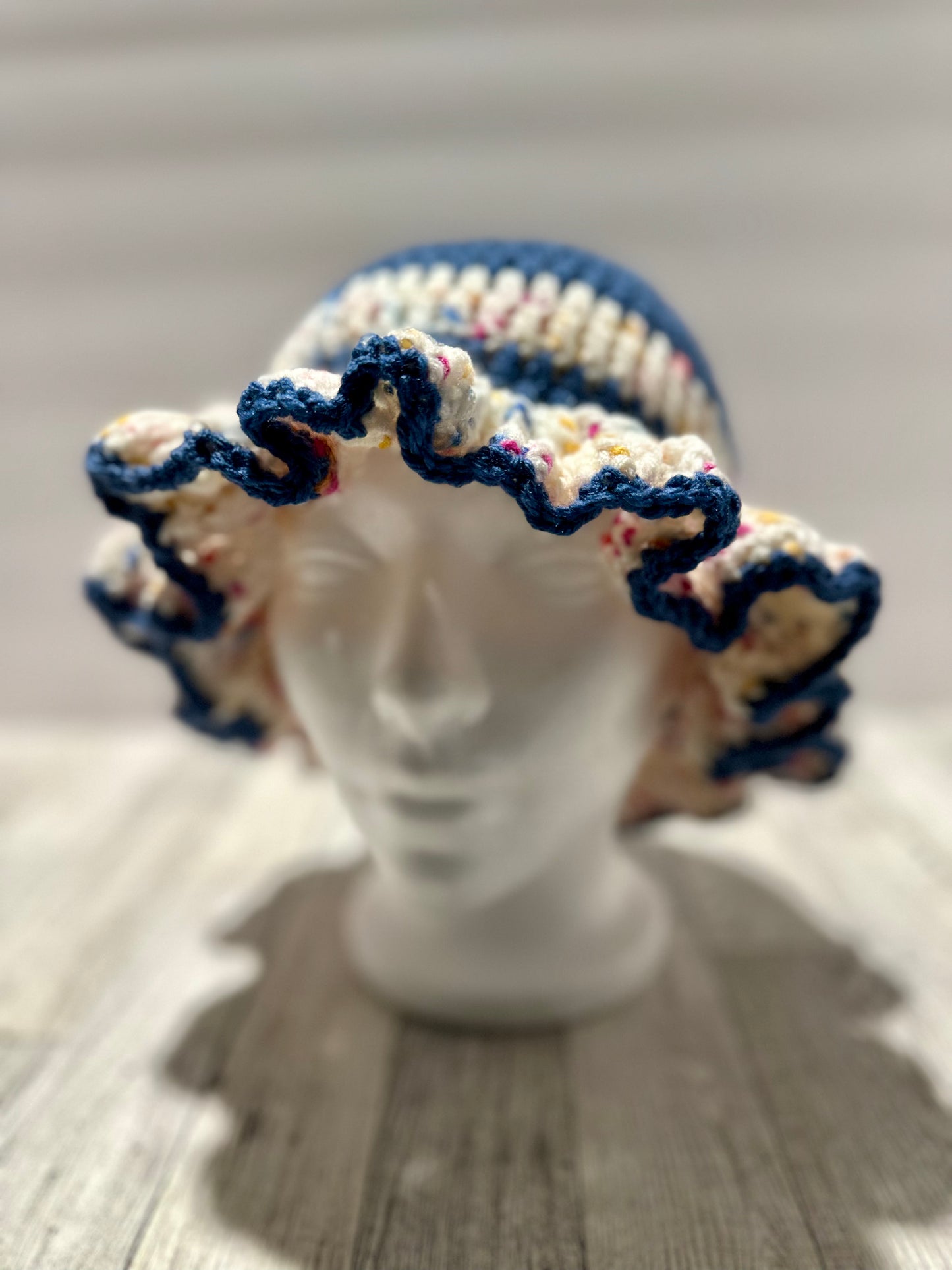 Blue Confetti Ruffle Hat