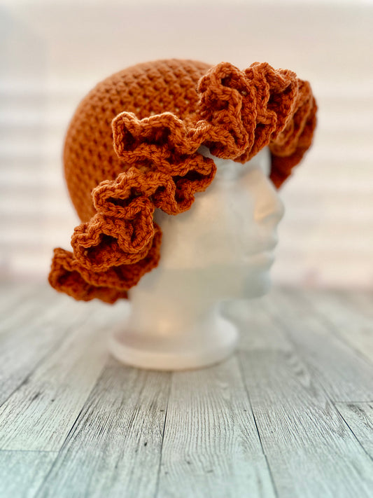 Burnt Orange Ruffle Hat