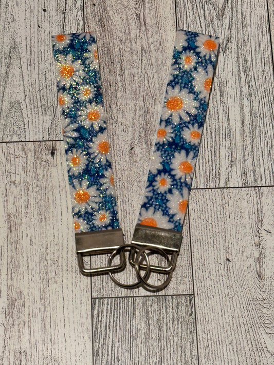 Blue Flowers Wristlet