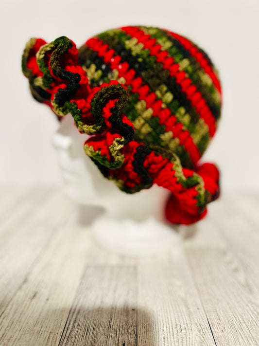 Red Camo Ruffle Hat