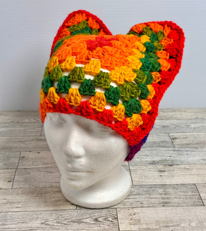 Rainbow Cat Ear Beanie